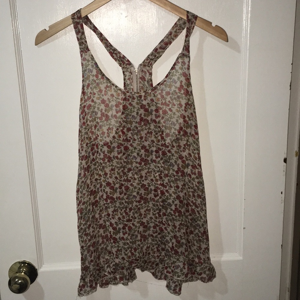 Zipper Razorback Sheer Top Size Large
